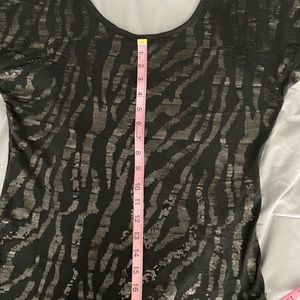 Short sleeve asymmetrical sequin top, Size Large
